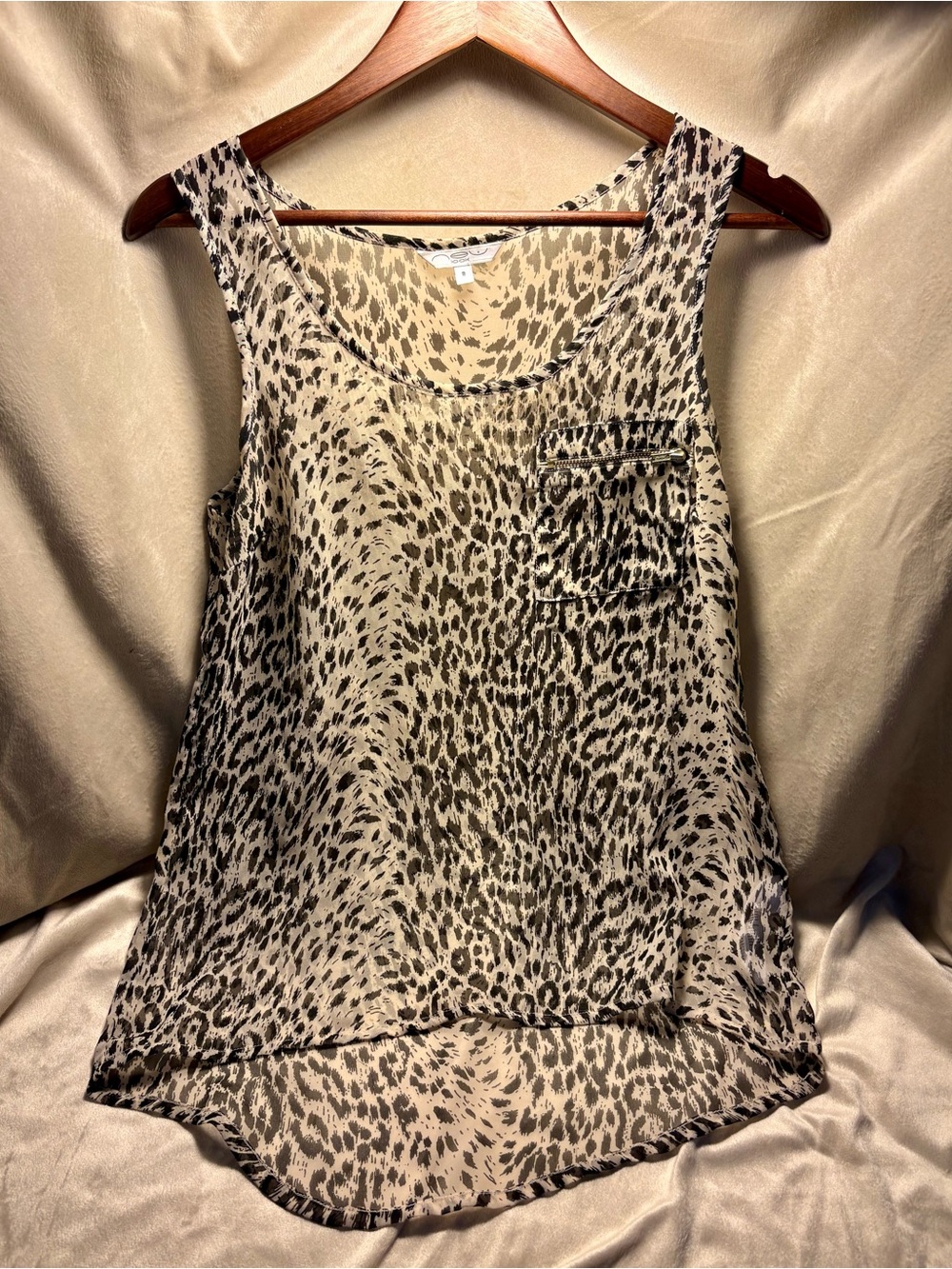 Animal-Print Scoop Neck Cami in Beige and Black